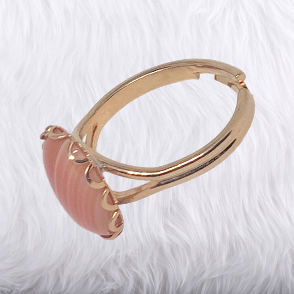 Gold Tone Adjustable Ring with Natural Gemstone - Picture 6 of 7